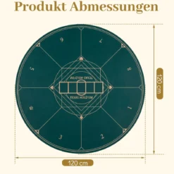 Ø120 cm Runde Pokermatte mit Tragetasche Faltbare Pokerauflage mit Rutschfester Gummibasis