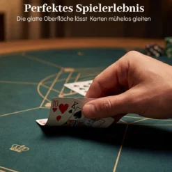 Ø100 cm Runde Pokermatte mit Tragetasche Faltbare Pokerauflage mit Rutschfester Gummibasis