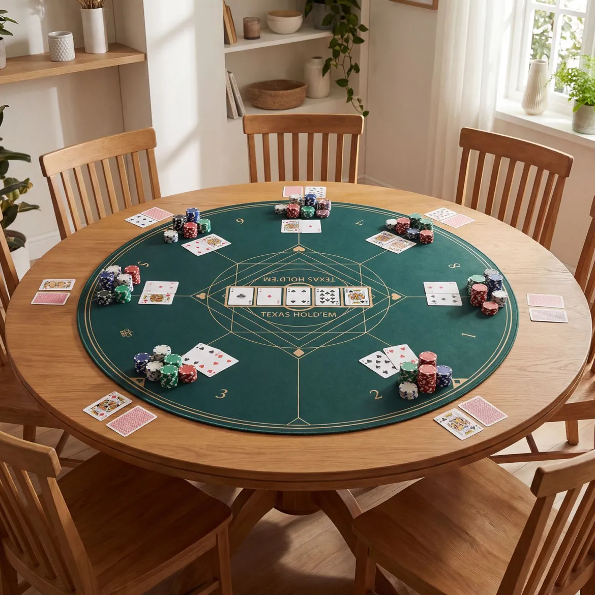 Ø100 cm Runde Pokermatte mit Tragetasche Faltbare Pokerauflage mit Rutschfester Gummibasis