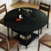 120 cm Runder Esstisch für 4-6 Personen mit 2-lagigem Ablagefach & Metallgestell Küchentisch Schwarz