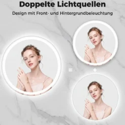 70 cm runder LED-beleuchteter Spiegel Badezimmerspiegel mit einstellbarer Helligkeit
