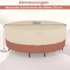Ø 213 cm Runde Terrassenmöbel-Abdeckung mit Lüftungsschlitzen & Schnallen & Kordeln Beige
