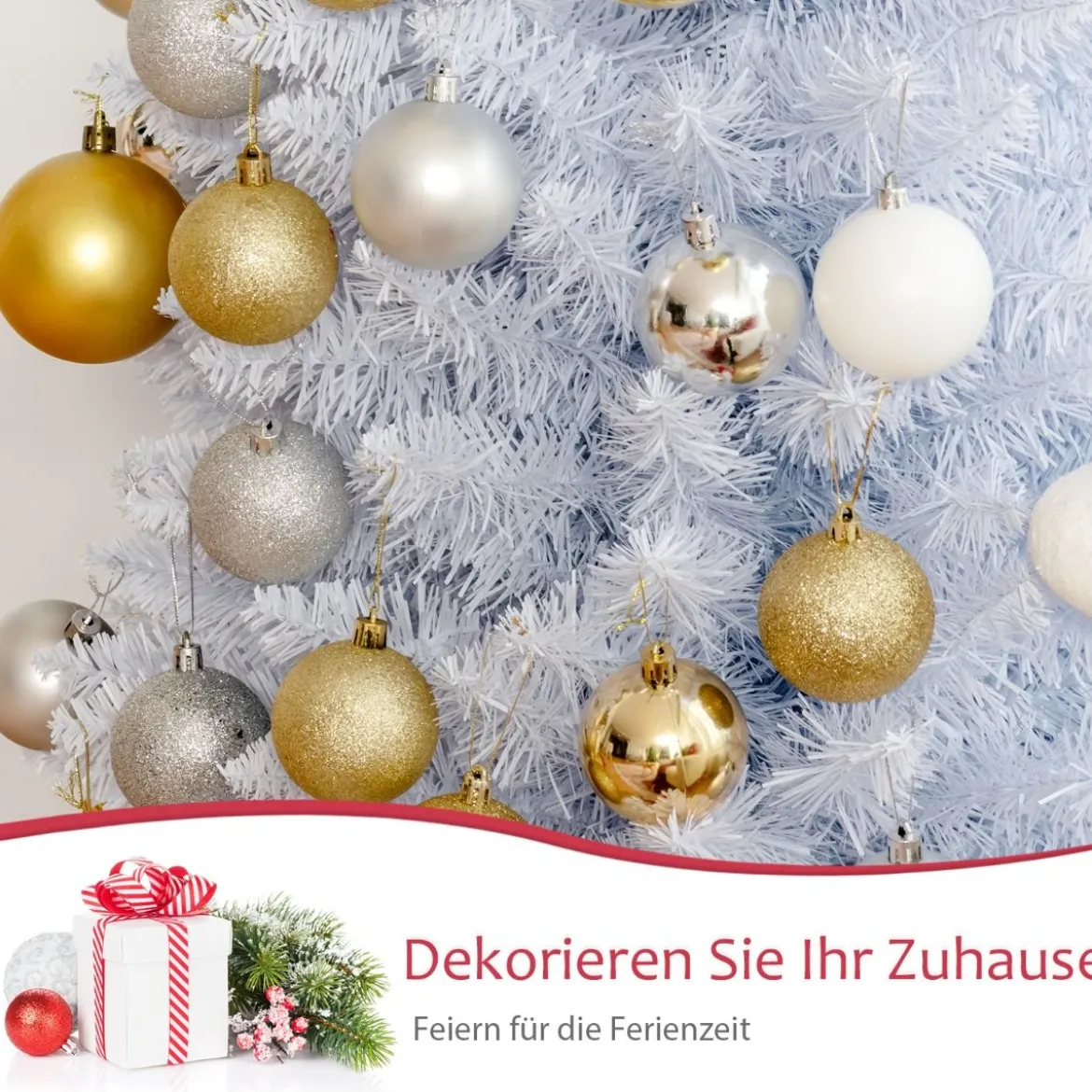 180 cm schlanker künstlicher Weihnachtsbaum Bleistiftbaum künstlicher Tannenbaum Weiß