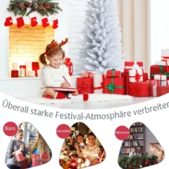 180 cm schlanker künstlicher Weihnachtsbaum Bleistiftbaum künstlicher Tannenbaum Weiß