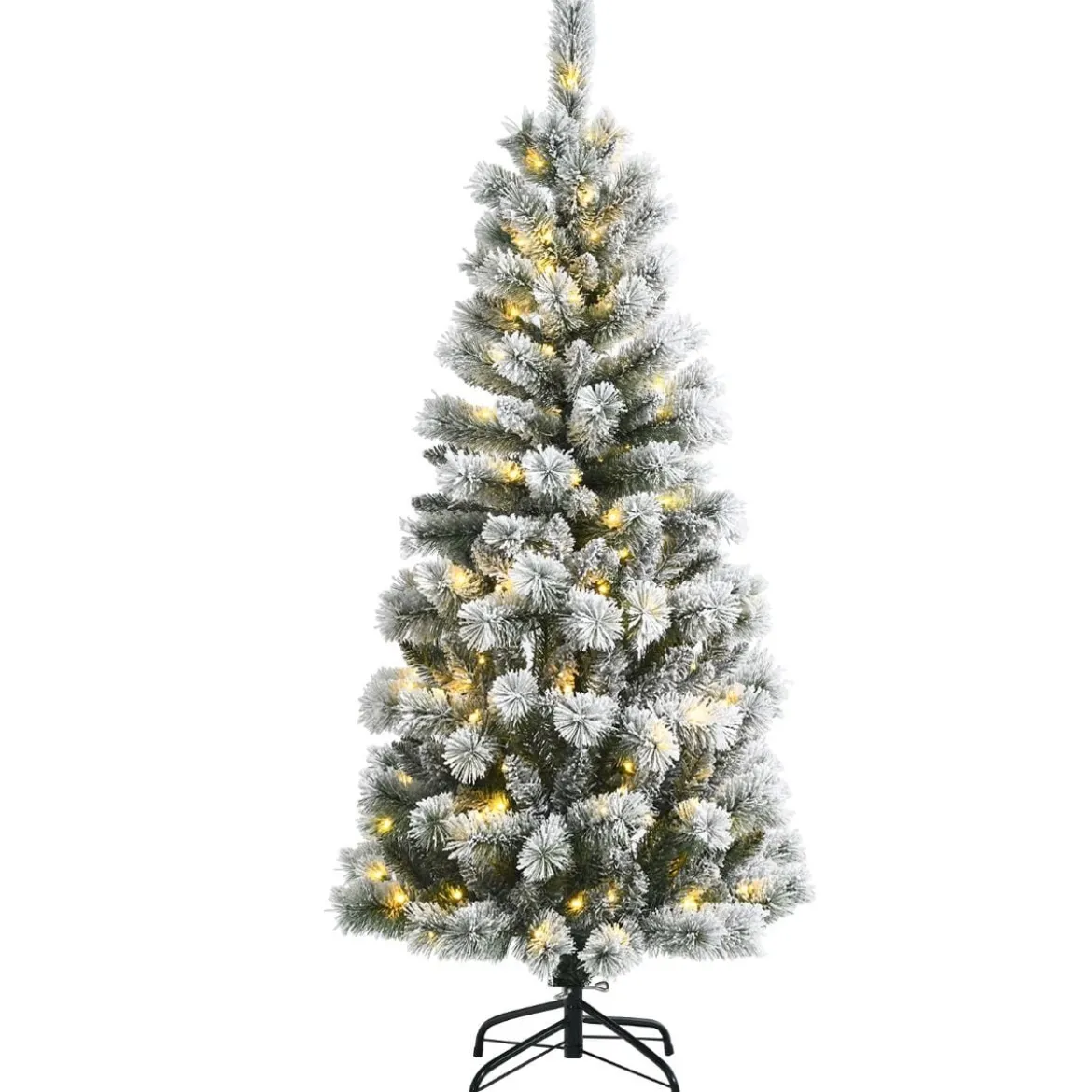 150 cm schneebedeckter Weihnachtsbaum beleuchteter künstlicher Weihnachtsbaum Weiß + Grün