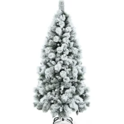 180 cm Schneebedeckter Weihnachtsbaum Künstlicher Christbaum mit Metallständer für Festtag Weiß