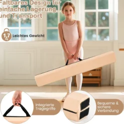 210 cm Schwebebalken Gymnastikbalken klappbar Turnbalken rutschfest Balance Beam bis 73 kg