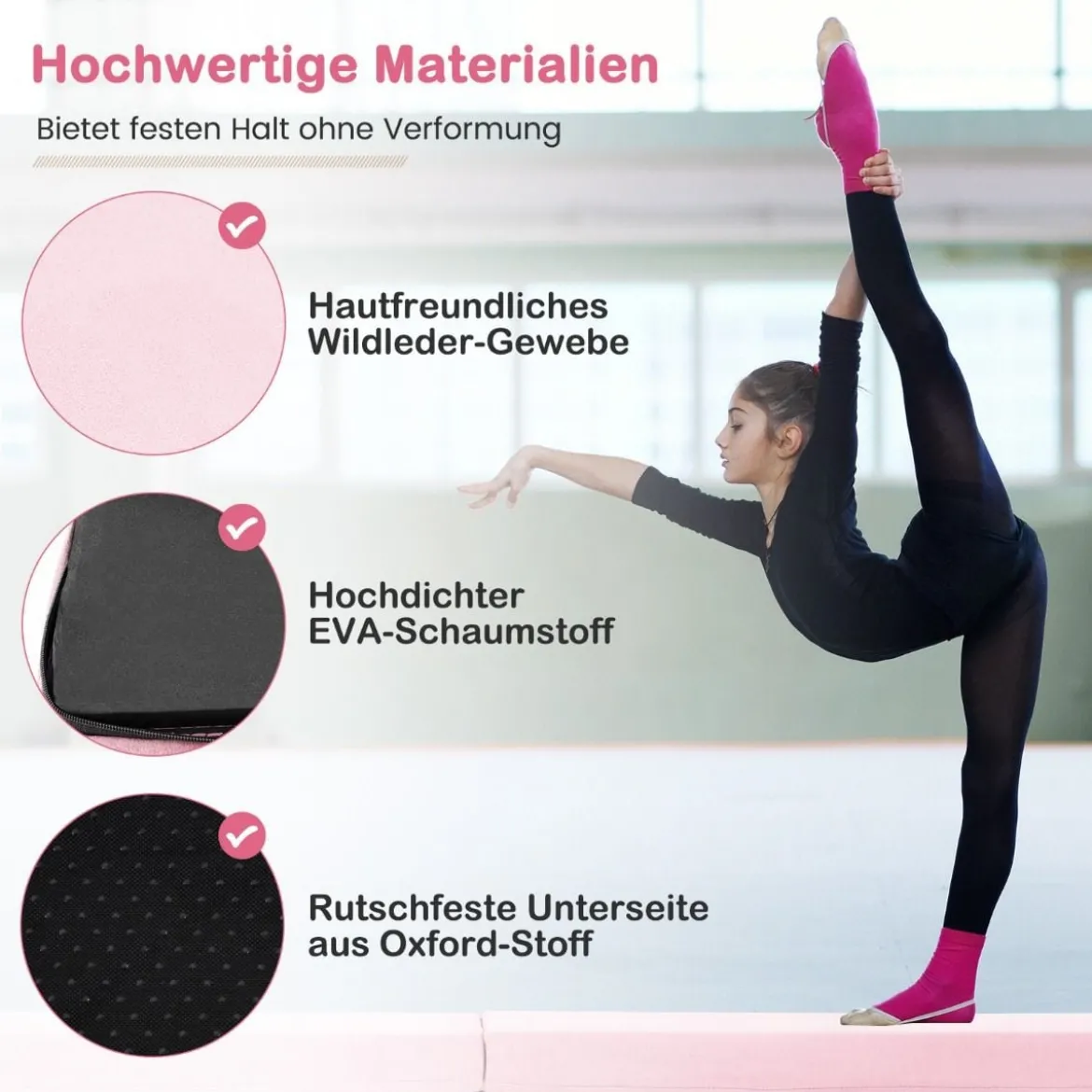 210 cm Schwebebalken Gymnastikbalken klappbar Turnbalken rutschfest Balance Beam bis 73 kg