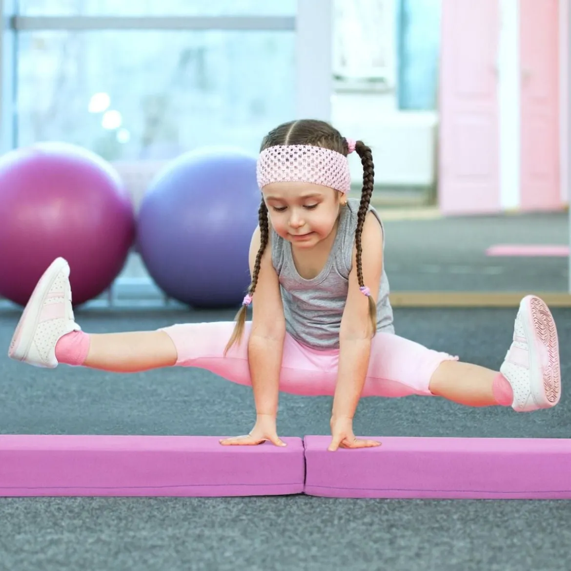 210 cm Schwebebalken Gymnastikbalken klappbar Turnbalken rutschfest Balance Beam bis 73 kg