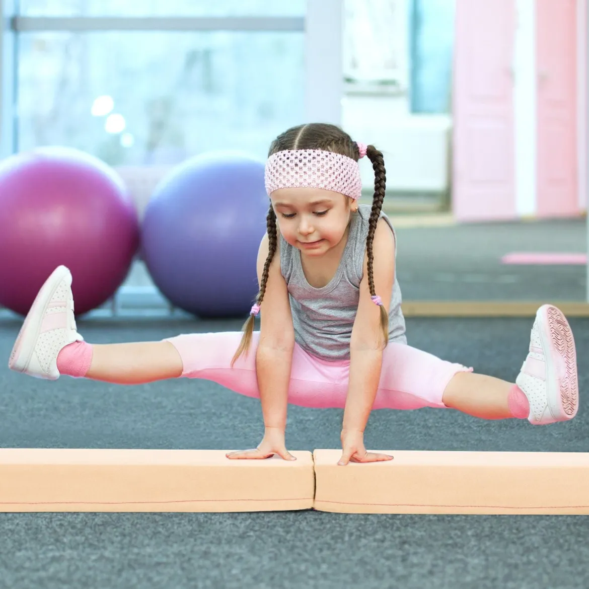 210 cm Schwebebalken Gymnastikbalken klappbar Turnbalken rutschfest Balance Beam bis 73 kg
