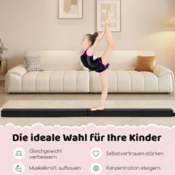 210 cm Schwebebalken Gymnastikbalken klappbar Turnbalken rutschfest Balance Beam bis 73 kg