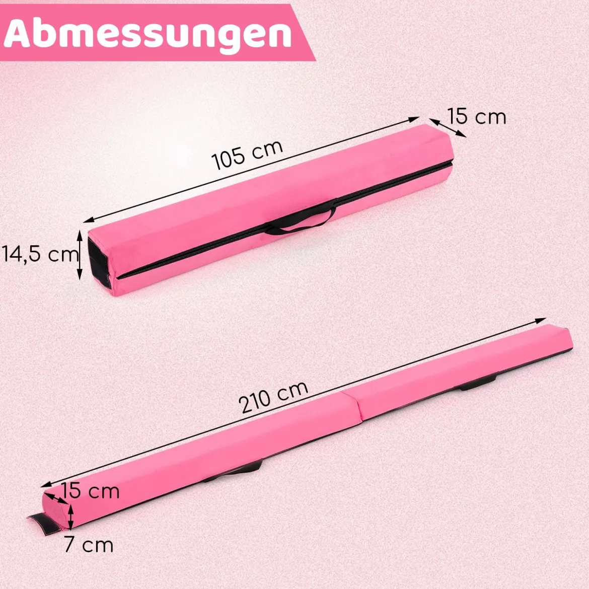 210 cm Schwebebalken Gymnastikbalken klappbar Turnbalken rutschfest Balance Beam bis 73 kg