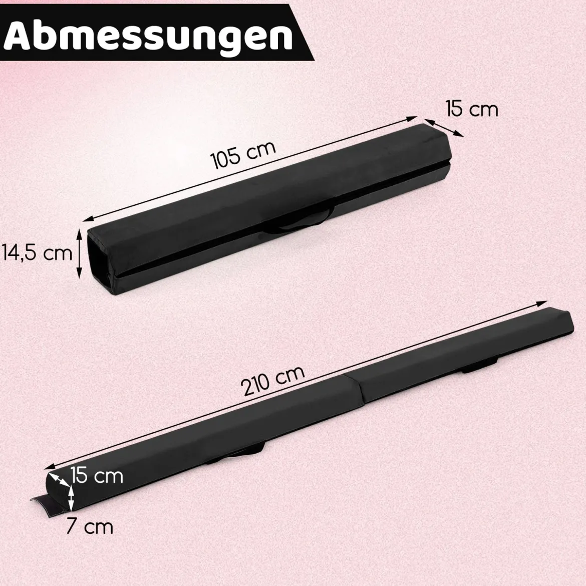 210 cm Schwebebalken Gymnastikbalken klappbar Turnbalken rutschfest Balance Beam bis 73 kg