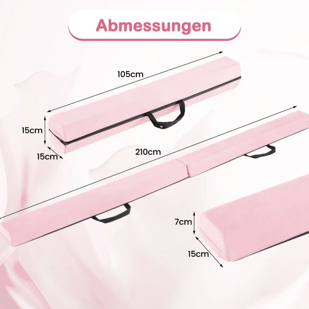 210 cm Schwebebalken Gymnastikbalken klappbar Turnbalken rutschfest Balance Beam bis 73 kg
