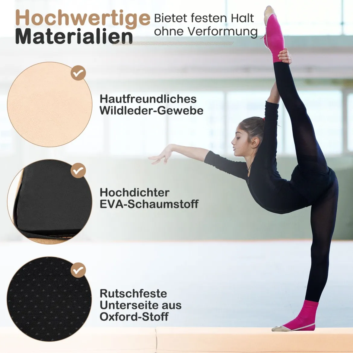 210 cm Schwebebalken Gymnastikbalken klappbar Turnbalken rutschfest Balance Beam bis 73 kg