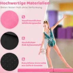 210 cm Schwebebalken Gymnastikbalken klappbar Turnbalken rutschfest Balance Beam bis 73 kg