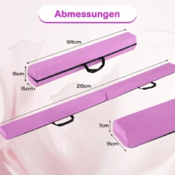 210 cm Schwebebalken Gymnastikbalken klappbar Turnbalken rutschfest Balance Beam bis 73 kg