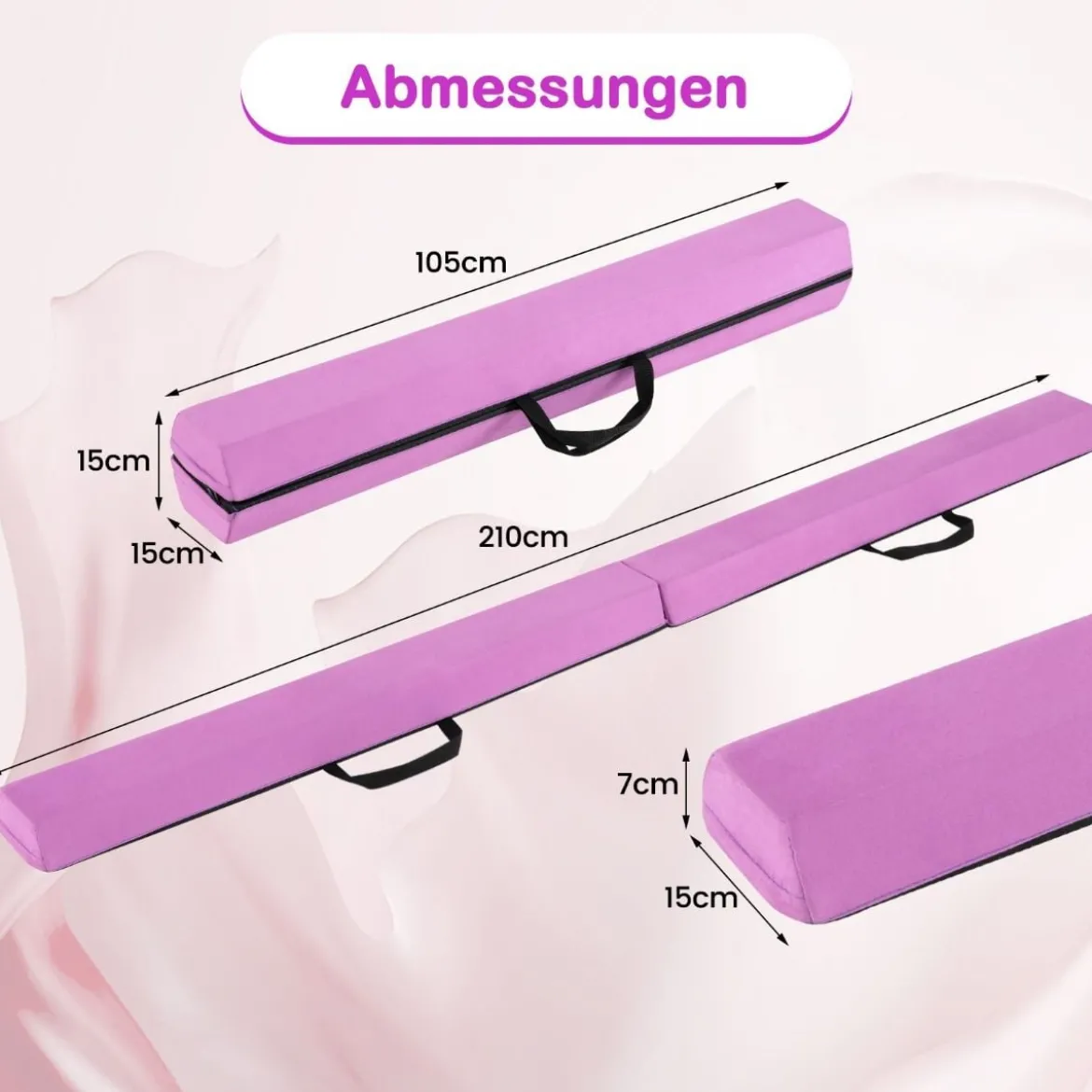 210 cm Schwebebalken Gymnastikbalken klappbar Turnbalken rutschfest Balance Beam bis 73 kg