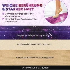 240cm Schwebebalken Kinder Balancierbalken klappbar Gymnastikbalken mit Tragegriff & rutschfestem Boden Mehrfarbig