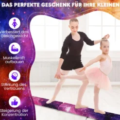 240cm Schwebebalken Kinder Balancierbalken klappbar Gymnastikbalken mit Tragegriff & rutschfestem Boden Mehrfarbig