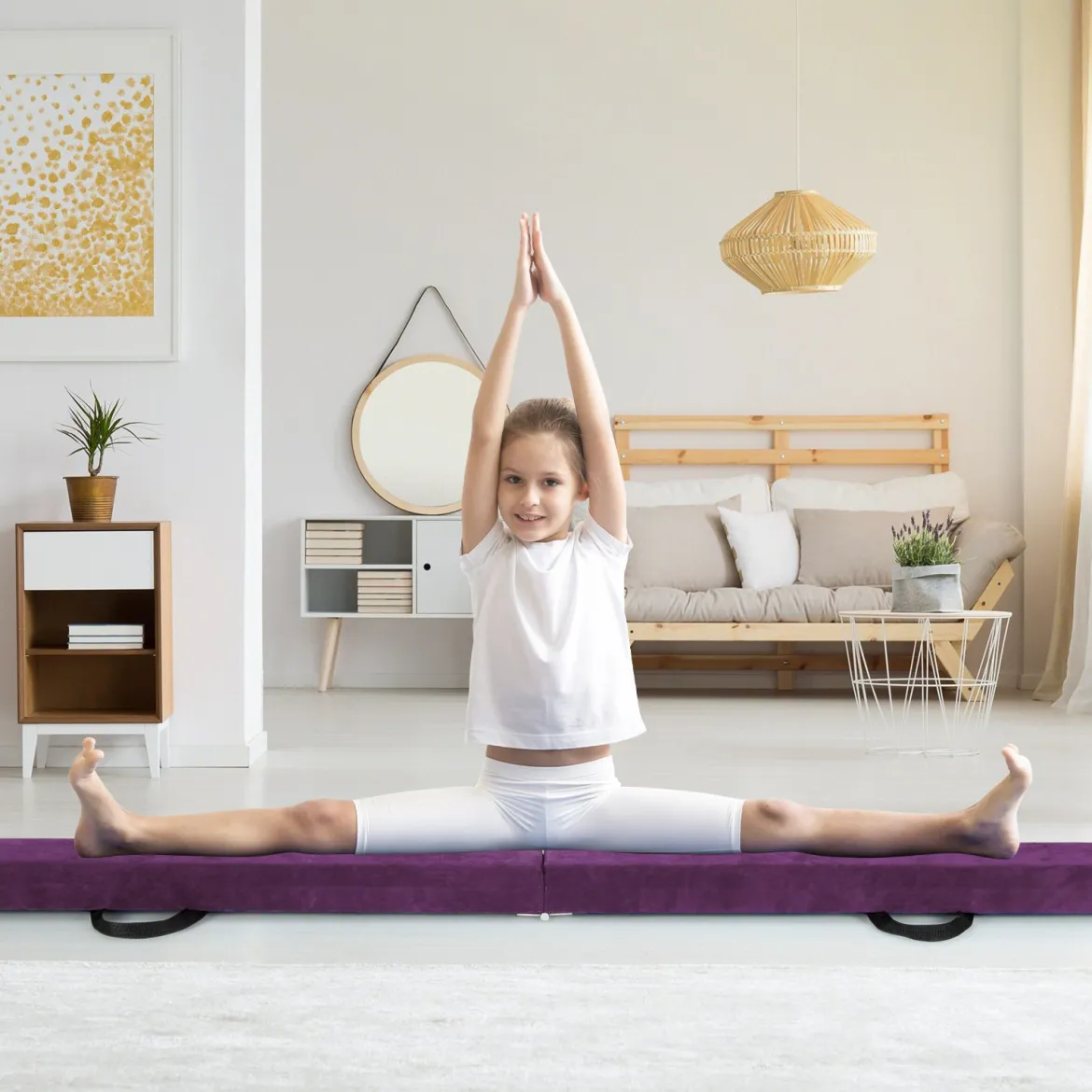 270 cm Schwebebalken Kinder Balancierbalken klappbar Gymnastikbalken mit Tragegriff
