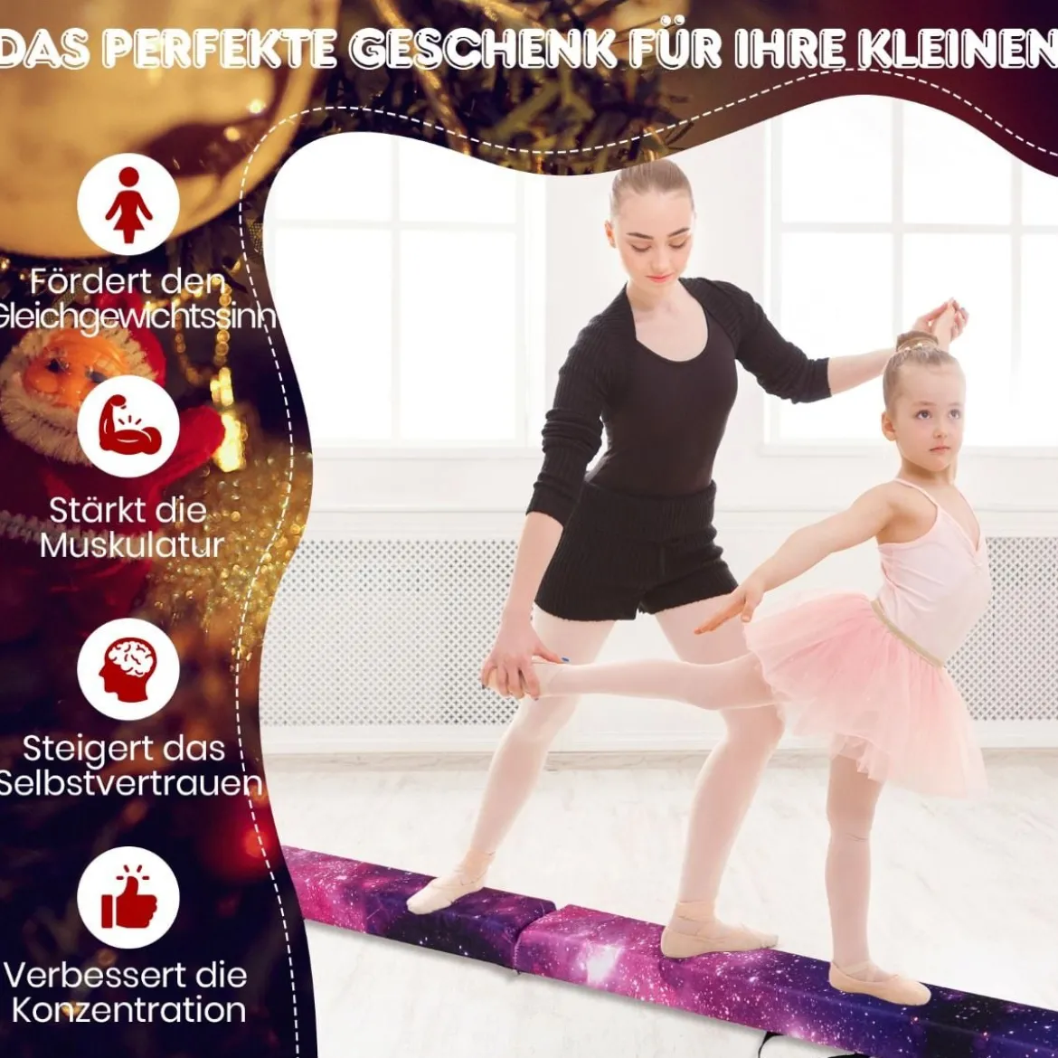 270 cm Schwebebalken Kinder Balancierbalken klappbar Gymnastikbalken mit Tragegriff