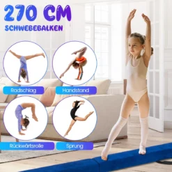 270 cm Schwebebalken Kinder Balancierbalken klappbar Gymnastikbalken mit Tragegriff