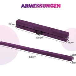 270 cm Schwebebalken Kinder Balancierbalken klappbar Gymnastikbalken mit Tragegriff