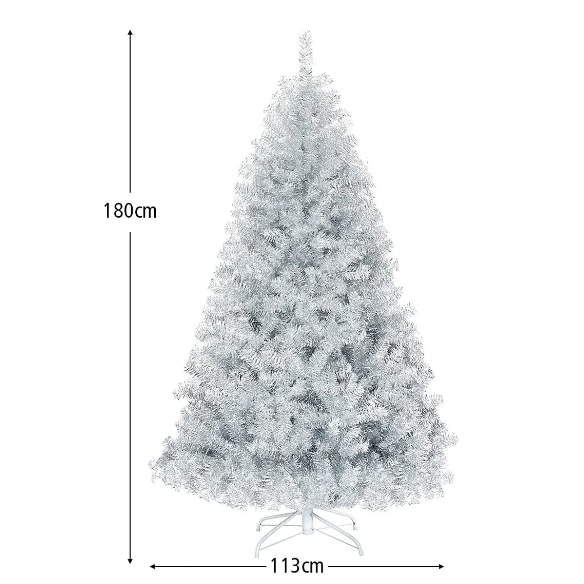 180 cm Silber Künstlicher Klappbarer Weihnachtsbaum mit Silberglitter & Metallständer