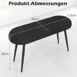 113 cm Sitzbank mit Kissen & Metallbeinen Polsterbank Ottomane bis 300 kg Belastbar
