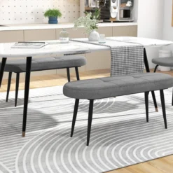 113 cm Sitzbank mit Kissen & Metallbeinen Polsterbank Ottomane bis 300 kg Belastbar