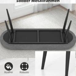 113 cm Sitzbank mit Kissen & Metallbeinen Polsterbank Ottomane bis 300 kg Belastbar