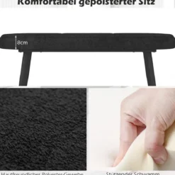 113 cm Sitzbank mit Kissen & Metallbeinen Polsterbank Ottomane bis 300 kg Belastbar
