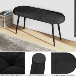 113 cm Sitzbank mit Kissen & Metallbeinen Polsterbank Ottomane bis 300 kg Belastbar