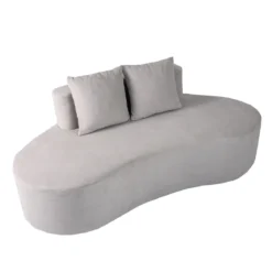 199 cm Sofa mit 2 Kissen & Niedriger Rückenlehne Gepolstertes Schlafsofa Couch Grau