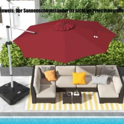 Ø 330 cm Sonnenschirm mit Kurbel & UPF 50+ um 360° Drehbarer Ampelschirm Gartenschirm