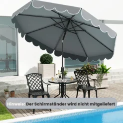 Ø300 cm Sonnenschirm mit Kurbel & Volant Gartenschirm Beidseitig um 30° Knickbar Beige/Braun/Rot