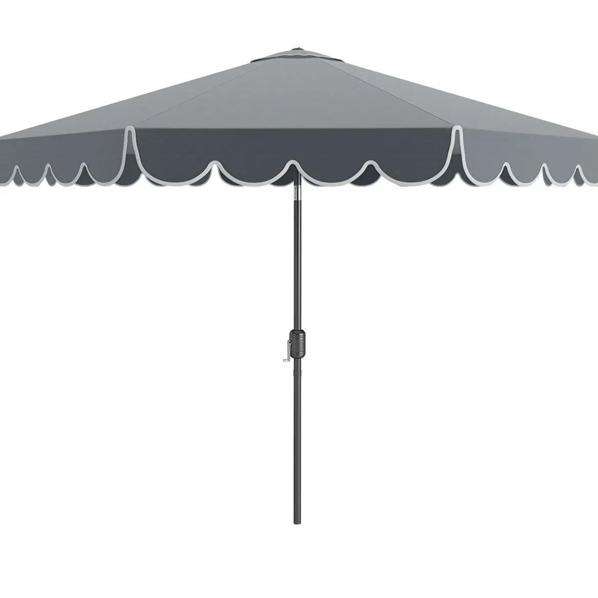 Ø300 cm Sonnenschirm mit Kurbel & Volant Gartenschirm Beidseitig um 30° Knickbar Beige/Braun/Rot