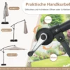 300 cm Sonnenschirm mit LED-Beleuchtung 9 Modi Ampelschirm mit Sandsäcken & Kurbel Neigungswinkel verstellbar Beige