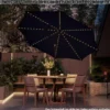 Ø300cm Sonnenschirm mit 112 LED-Leuchten Gartenschirm Navyblau