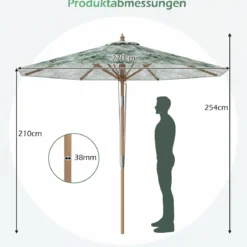 270 cm Sonnenschirm Sonnenschirm mit 30° Neigungsverstellung & belüftete Spitze Grün
