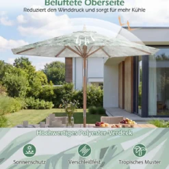 270 cm Sonnenschirm Sonnenschirm mit 30° Neigungsverstellung & belüftete Spitze Grün