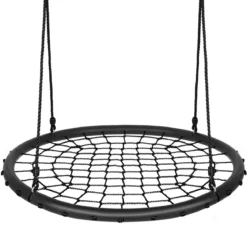Ø100cm Spinnennetz Baumschaukel Nestschaukel mit verstellbaren Seilen und robustem Stahlrahmen Schwarz