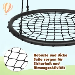 Ø100cm Spinnennetz Baumschaukel Nestschaukel mit verstellbaren Seilen und robustem Stahlrahmen Schwarz