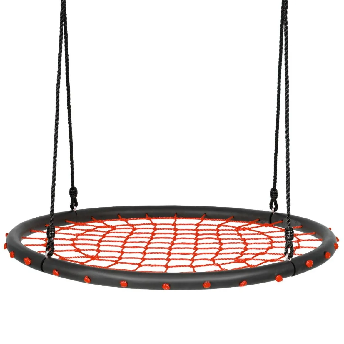 Ø100cm Spinnennetz Baumschaukel Runde Outdoor Nestschaukel für Kinder mit verstellbaren Seilen Orange