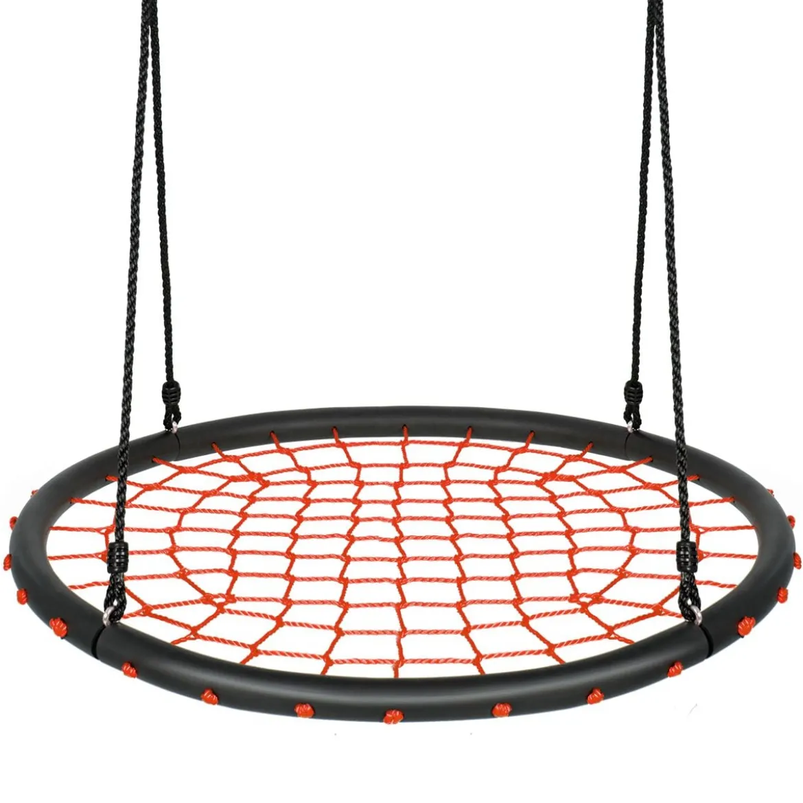 Ø100cm Spinnennetz Baumschaukel Runde Outdoor Nestschaukel für Kinder mit verstellbaren Seilen Orange