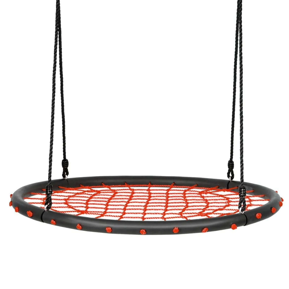 Ø100cm Spinnennetz Baumschaukel Runde Outdoor Nestschaukel für Kinder mit verstellbaren Seilen Orange
