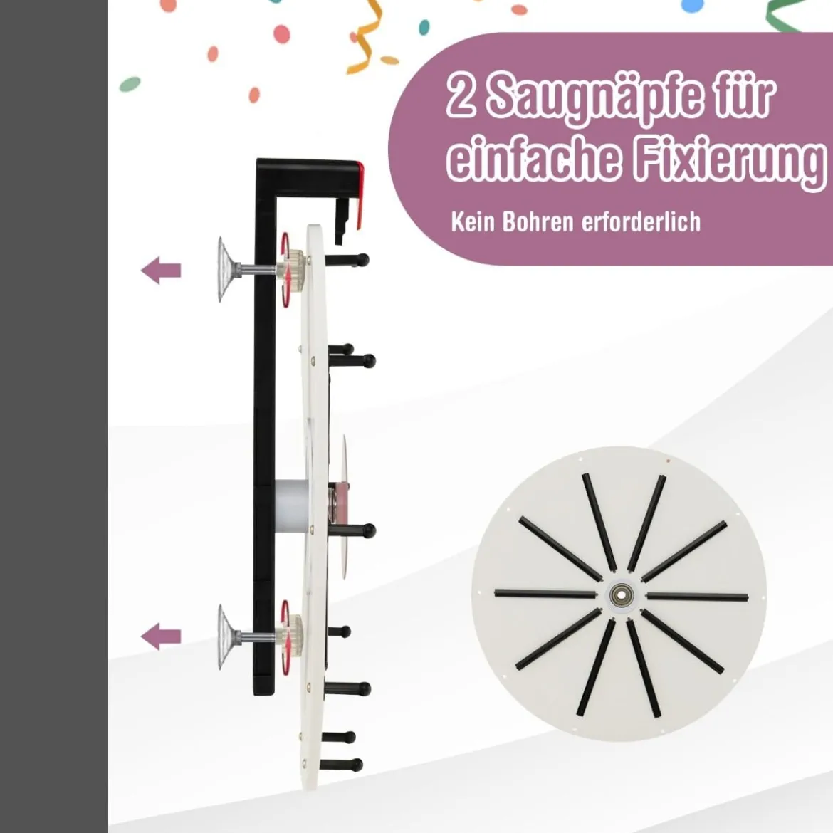 Ø38 cm Spinnrad Preisrad mit 10 Fächern Buntes Glücksrad für Party