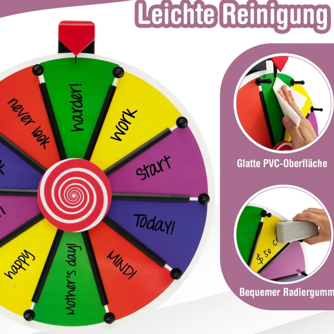 Ø38 cm Spinnrad Preisrad mit 10 Fächern Buntes Glücksrad für Party