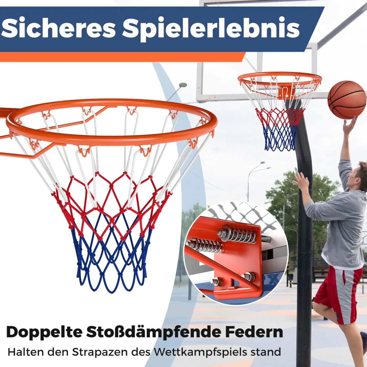 Ø45cm Standard Basketballkorb mit Netz Mini Basketball Korb für Wandmontage Orange
